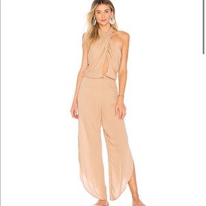 Indah tan smoke halter slit wide legs  jumper